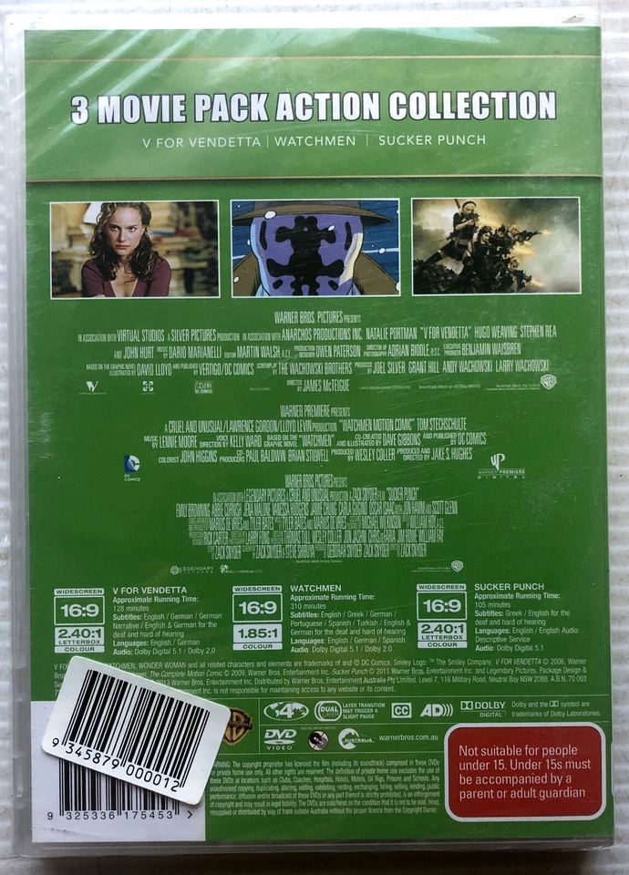V for Vendetta / Watchmen / Sucker Punch | Triple Pack (DVD) PAL Region 4 - BN - Image 2 of 2