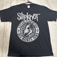 Camiseta Negra Slipknot L Band Grande Des Moines, Iowa 1995 Logo Grande
