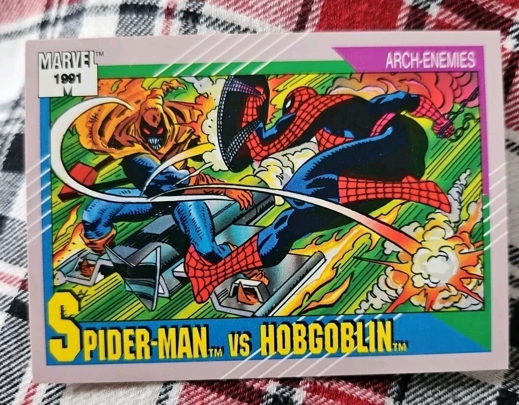 1991 Marvel Impel Trading Card #98 Spiderman vs Hobgolbin NM/MINT