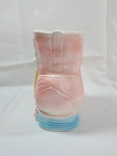 Vintage 1950s Baby Boot Home with Pink Blue Teddy Bear Ceramic Planter C-8212 - Picture 5 of 11