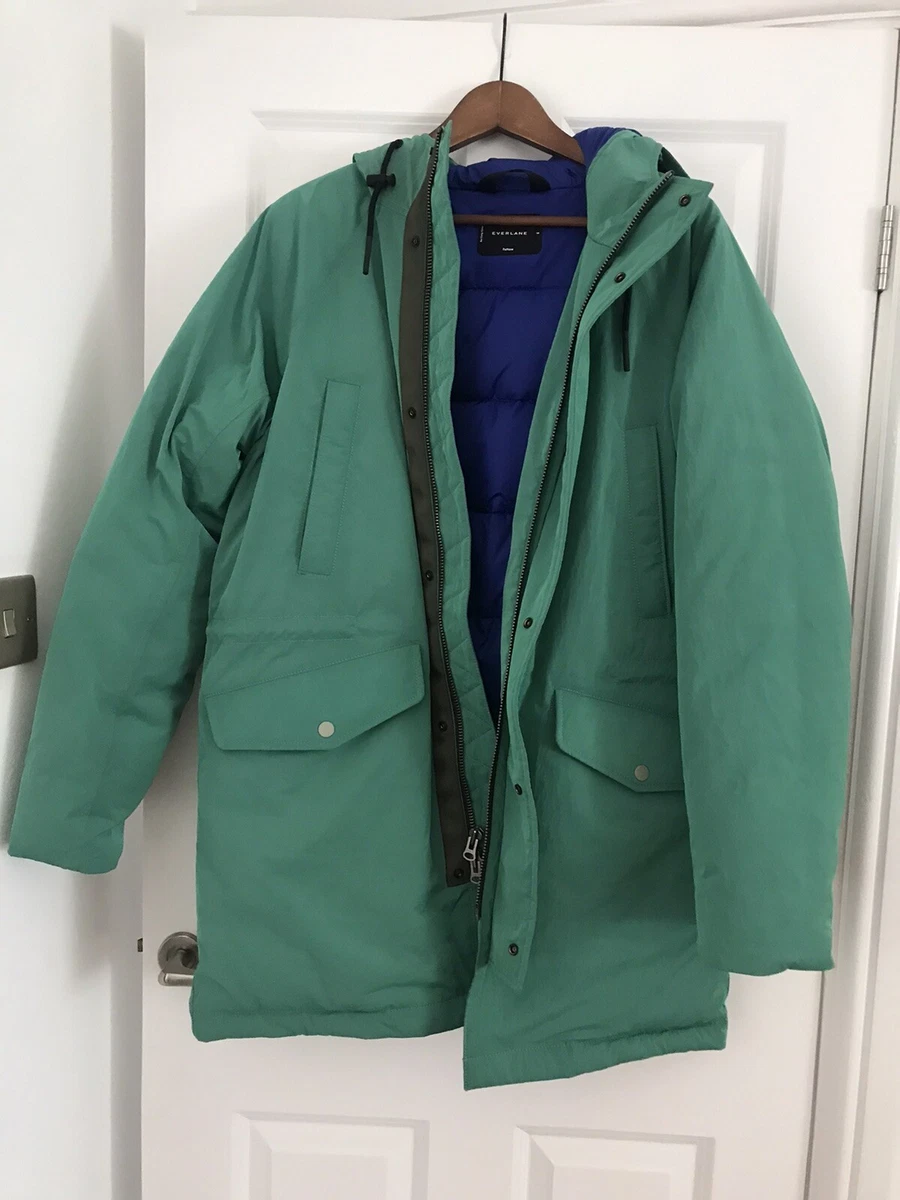 EVERLANE RENEW LONG PUFFER PARKA COAT GREEN SIZE M