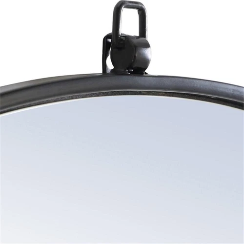 Elegant Decor Rowan 48" Round Metal Frame Hooked Mirror in Black - Picture 7 of 11