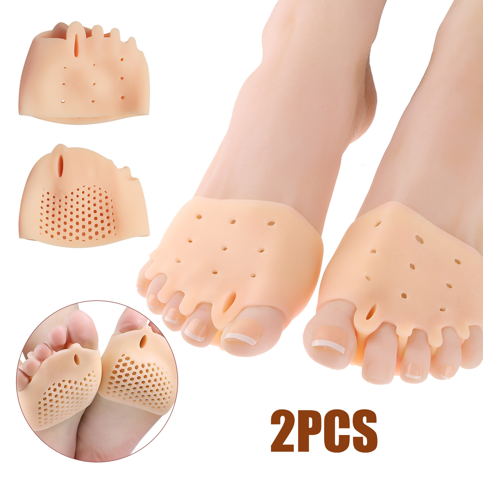2 PIEZAS Plantillas de Silicona Corrector de Juanetes Separadores Dedos Pies Dolor