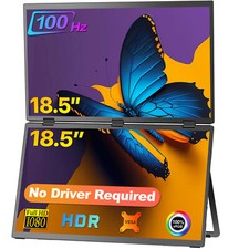 EVICIV 18.5" 100Hz Dual Portable Monitor 1080P Foldable Display Triple Screen