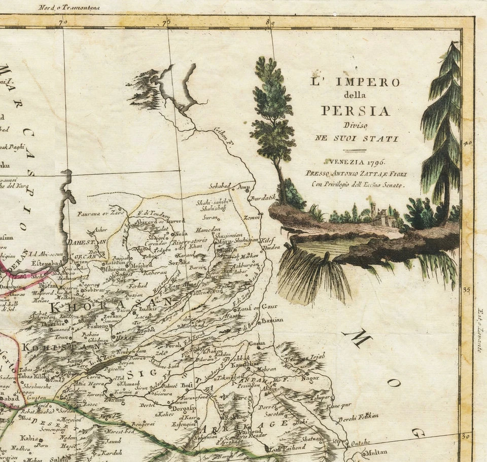 Antique Map "L'Impero della Persia Diviso ne suoi Stati" (Iran) Zatta, 1796 - Image 4 of 4