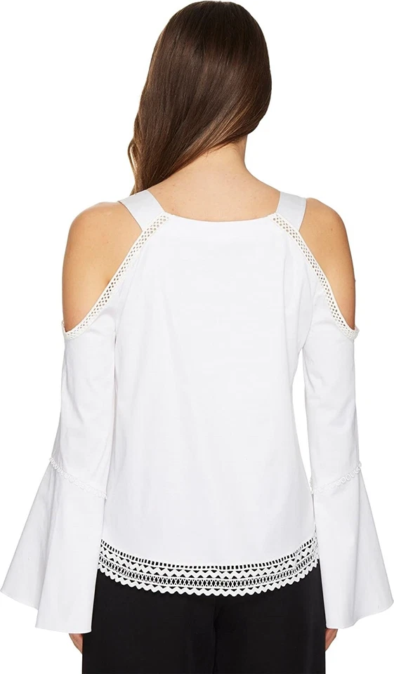 ZAC Zac Posen 252529 Women's Jordy Cold Shoulder Blouse White Tops Size 4 - Image 3 of 3