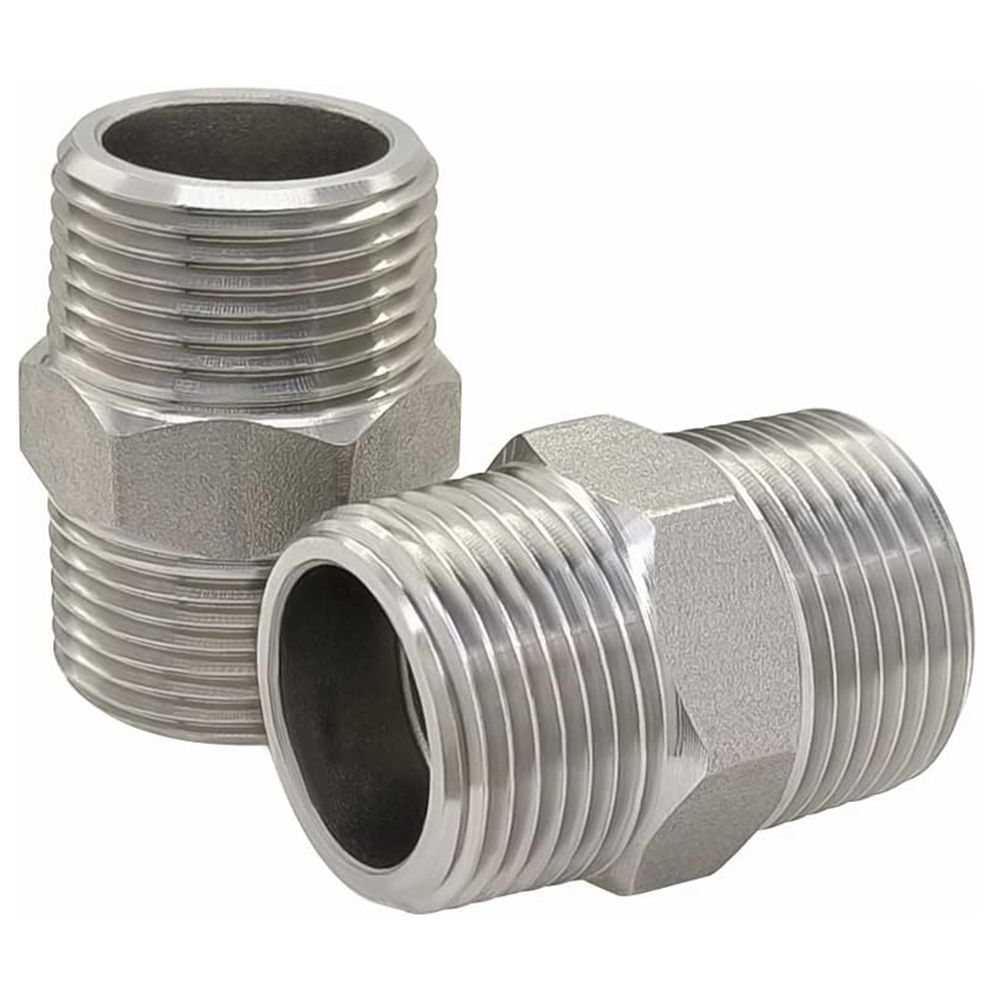 2PCS Hex Nipple,2 x 1 Male NPT Pipe Fittings, 304 Martinique