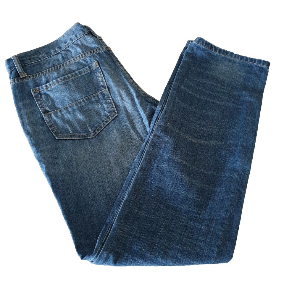Gap Slim Boyfriend Fit Womans Slightly Distressed Blue Denim Jeans Size W34 L32