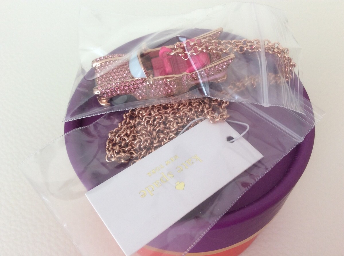KATE SPADE YOURS TRULY PINK CADILLAC CAR Rhinestone Large Pendant