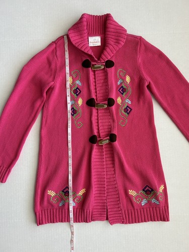 Hanna Andersson Girl’s Pink Floral Embroidered Cotton Cardigan Sweater Size 130 - Picture 6 of 14