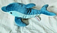 Aurora Blue White Dolphin Soft Plush Stuffed Animal 13" Long Blue Eyes