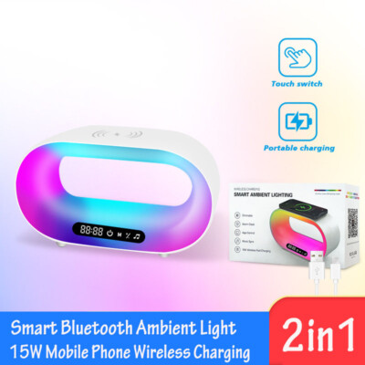2in1 Smart Bluetooth Ambient Light 15W Mobile Phone Wireless Charging Station