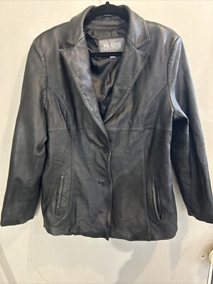 Wilsons Maxima 100% Leather Jacket Womens Size XL Black Jacket 2 Button