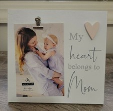 NEW My Heart Belongs To Mom Picture Frame White 4x6 "