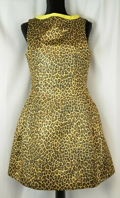 MSGM Leopard Print Dress Size 44 Italy Cotton Blend 8 US Party Sleeveless Boho