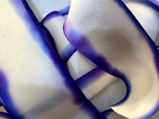 silk ribbon 1.5" on the bias hand dyed 1yd made in USA white purple iris