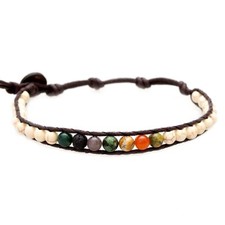 Men's Chakra Chief Single Wrap Bracelet, Adjustable with Button Toggle Closure