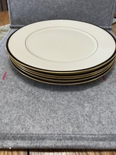 Lenox Urban Lights 10 1/2 Inches Dinner Plate(s) 5, Gold & Black Trim NWT