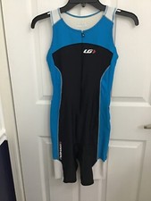 Louis Garneau Women Cycling Suit Size Large Color Grey/Blue/Black