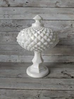 Vintage Westmoreland Sawtooth White Milk Glass Compote Candy Dish 9"