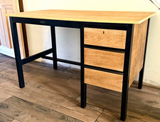 Vintage Oak Writing Desk – Cox & Sharland / Caplan – 3 Drawers – 120cm