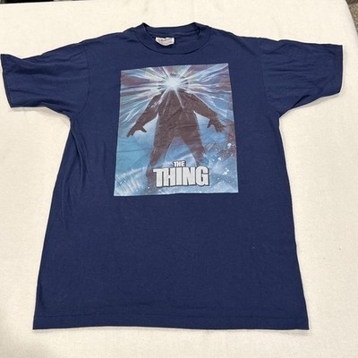 Vintage The Thing Horror Movie John Carpenter Promo T Shirt 80 s Blue Single St.