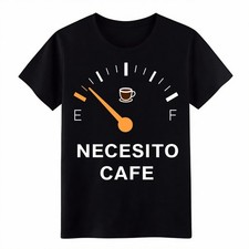 Camiseta Necesito Café Divertida Cita Café Española Camiseta Informal Adicto a la Cafeína