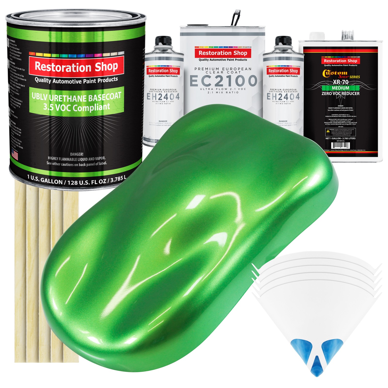 Firemist Lime LOW VOC Urethane Basecoat Gallon Kit with European Clear Coat
