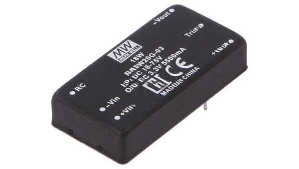 Przetwornica Dc/Dc, 20W, Uwej: 18...75 Vdc, Uwyj: 3,3 Vdc, Iwyj: 5500Ma RSDW20G--image