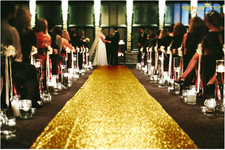 Shinybeauty Gold Aisle Runners 2Ftx15Ft Carpet Runner for Party Glitter Runner f