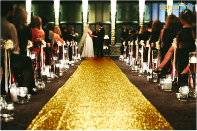 Shinybeauty Gold Aisle Runners 2Ftx15Ft Carpet Runner for Party Glitter Runner f