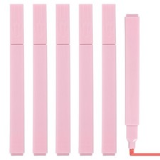 6 Pcs Aesthetic Highlighters, Broad Tip Marker Pens, Coral Pink