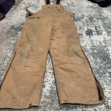 Carhartt EB27BD Insulated Overalls, Size Large Regular Waist 38-40 Distressed