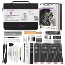 Drawing Set Sketching Kit 100 PCS Pencils Graphite Charcoal Blending Tool Art