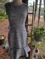 Banana Republic Tweed Shift Dress With Flounce Hem Size 4