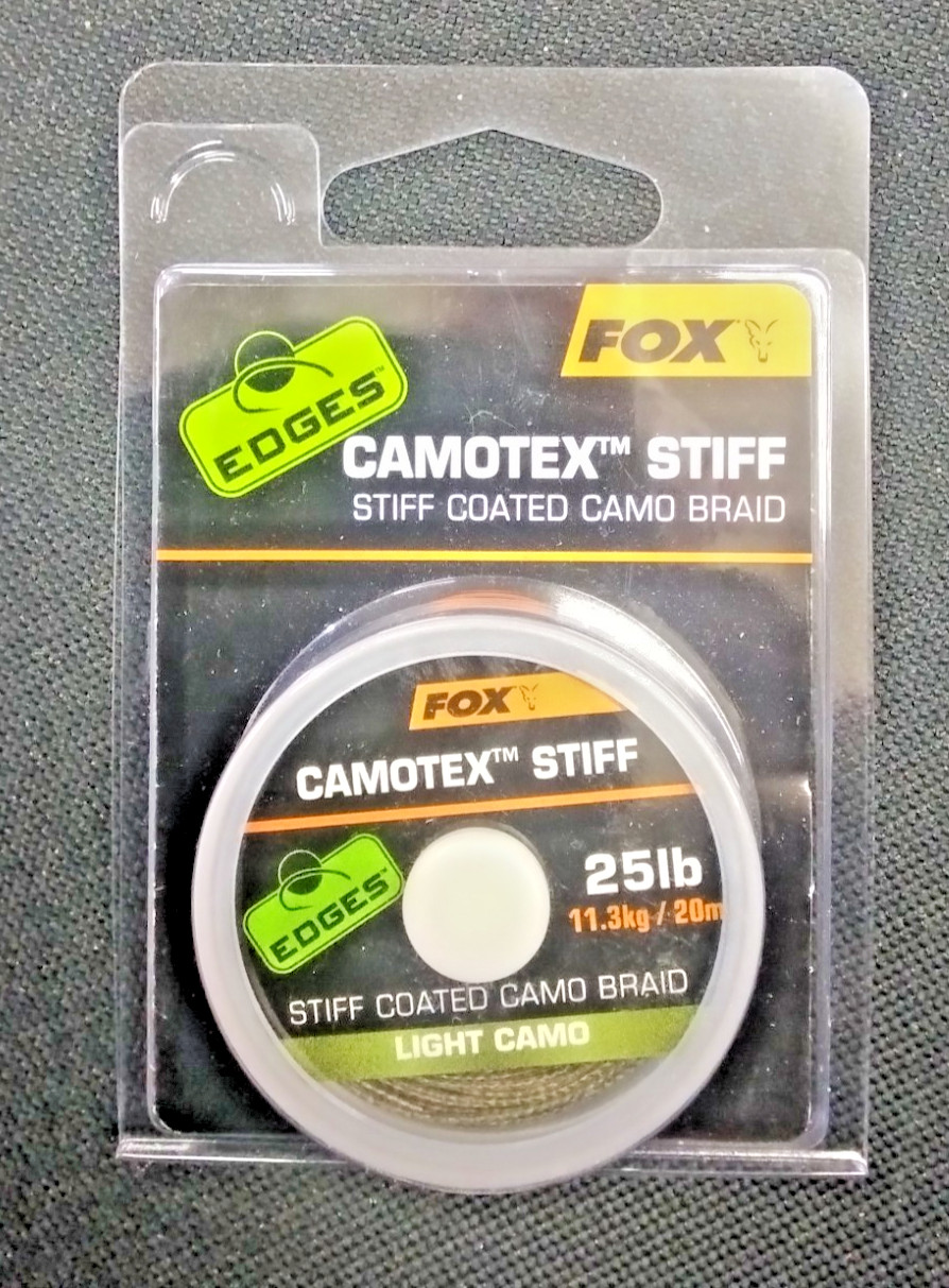 FOX EDGES CARP CAMOTEX STIFF CAC439 STIFF COATED CAMO BRAID LIGHT CAMO 25lb 20m