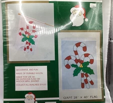 Vintage Four Star Giant Outdoor Christmas Flag 28”x40” Candy Canes 1994 NEW c17