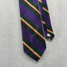 Vintage Ralph Lauren Necktie Mens OS Purple Striped Silk USA made Made by Hand