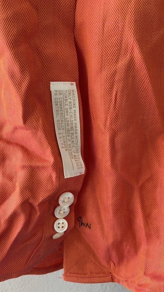 John Nordstrom Men's Red Orange Long Sleeve Button Down Shirt 100% Cotton 17-35 - Image 2 of 4