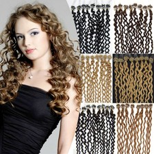 Micro Beads Loop Ring Link Real Human Hair Extensions Water Curly 20inch 100S50g