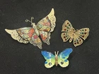 Vtg Butterfly Brooch Lot Rhinestone Enamel Filigree Gold Tone Costume Jewelry