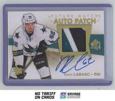 2016-17 SP Authentic Future Watch Auto Patch Kevin Labanc /100 #181 San Jose