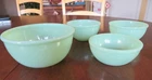 4 VTG ANCHOR HOCKING JADITE FIRE KING BOWLS  6", 4¾"