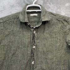 Suitsupply Shirt Men 15.5 100 linen slim fit pure money smart green designer
