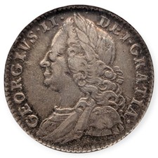 ANACS VF35 England George II 1758 Sixpence 6 Pence Small Milled Silver Coin