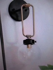 Uolfin 14.5 in. Transitional Bathroom Wall Sconce 1-Light Black and Brass Light