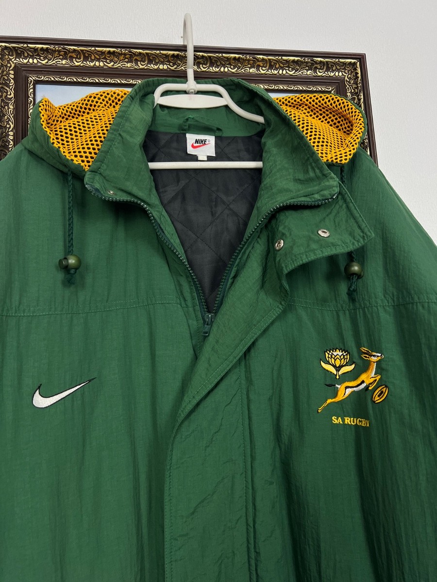 Vintage 90's Nike South Africa Rugby Union Padded Jacket Hooded