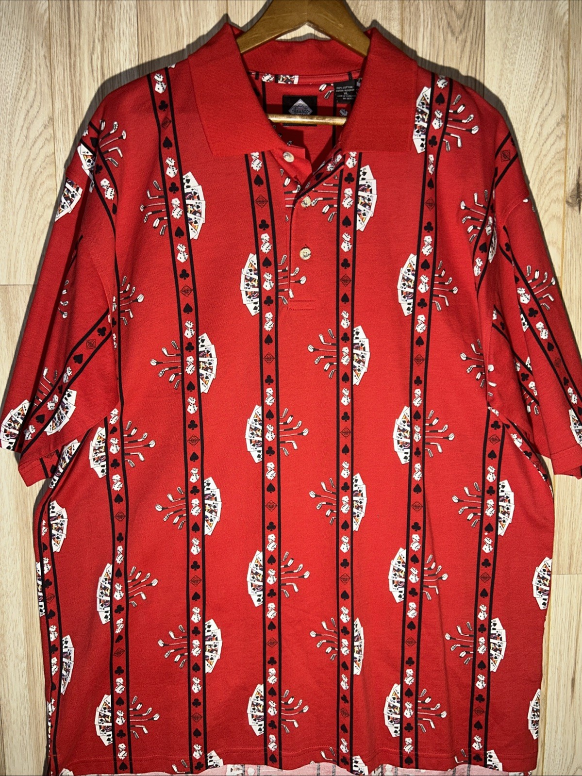 Vintage Mchillhenny Tabasco Poker Cards Golf Red Polo Shirt  Men’s XL