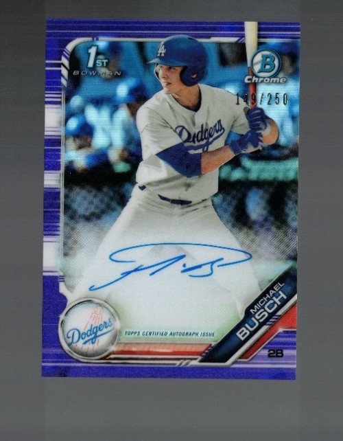 Michael Busch 2019 Bowman Chrome Draft Purple Refractor Auto #d 149/250