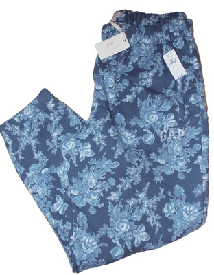 NEW NWT Gap × LoveShackFancy Blue Floral Joggers size Large Women Limited Collab